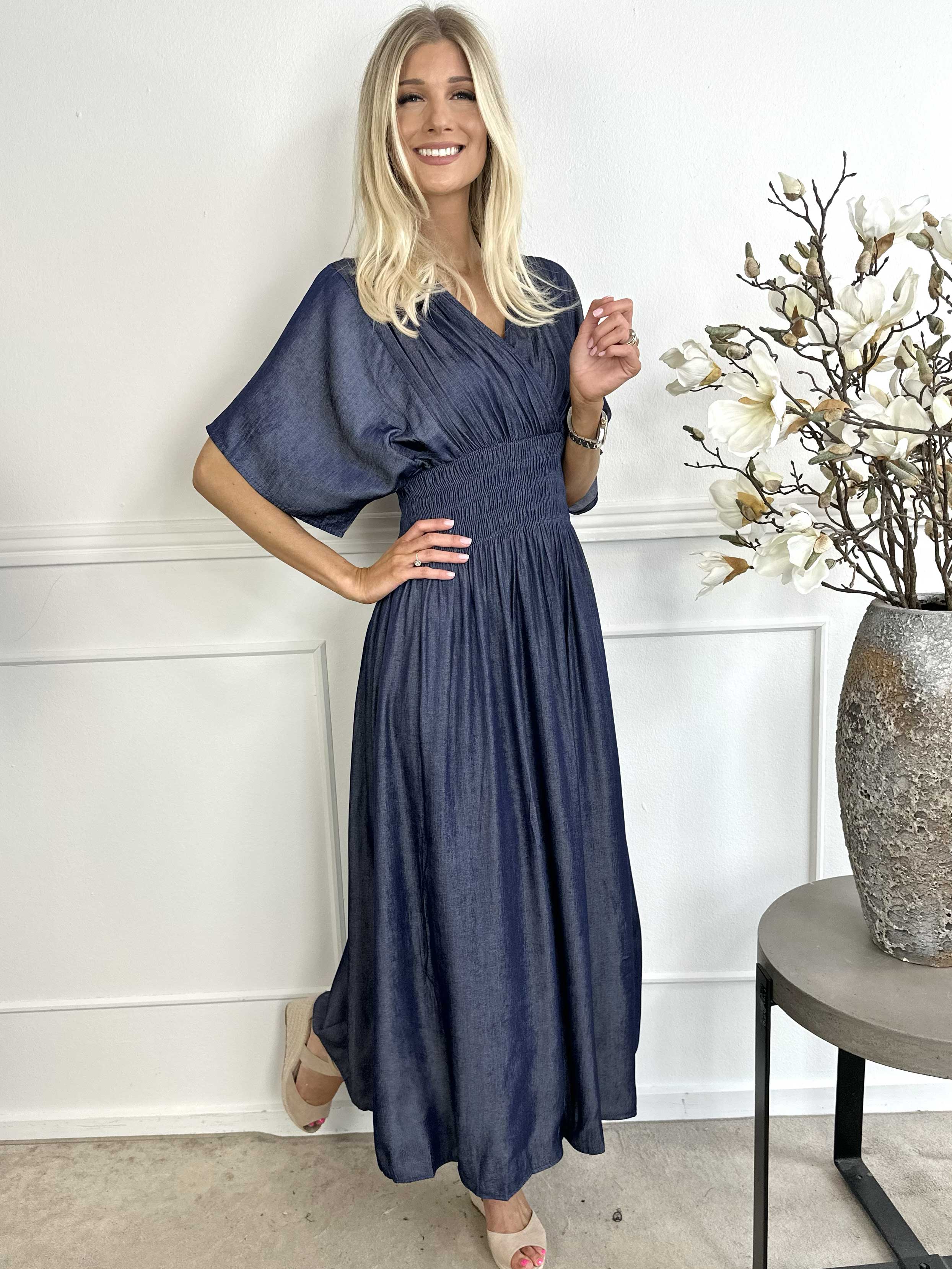 Pams Denim - Långklänning med smock under bysten